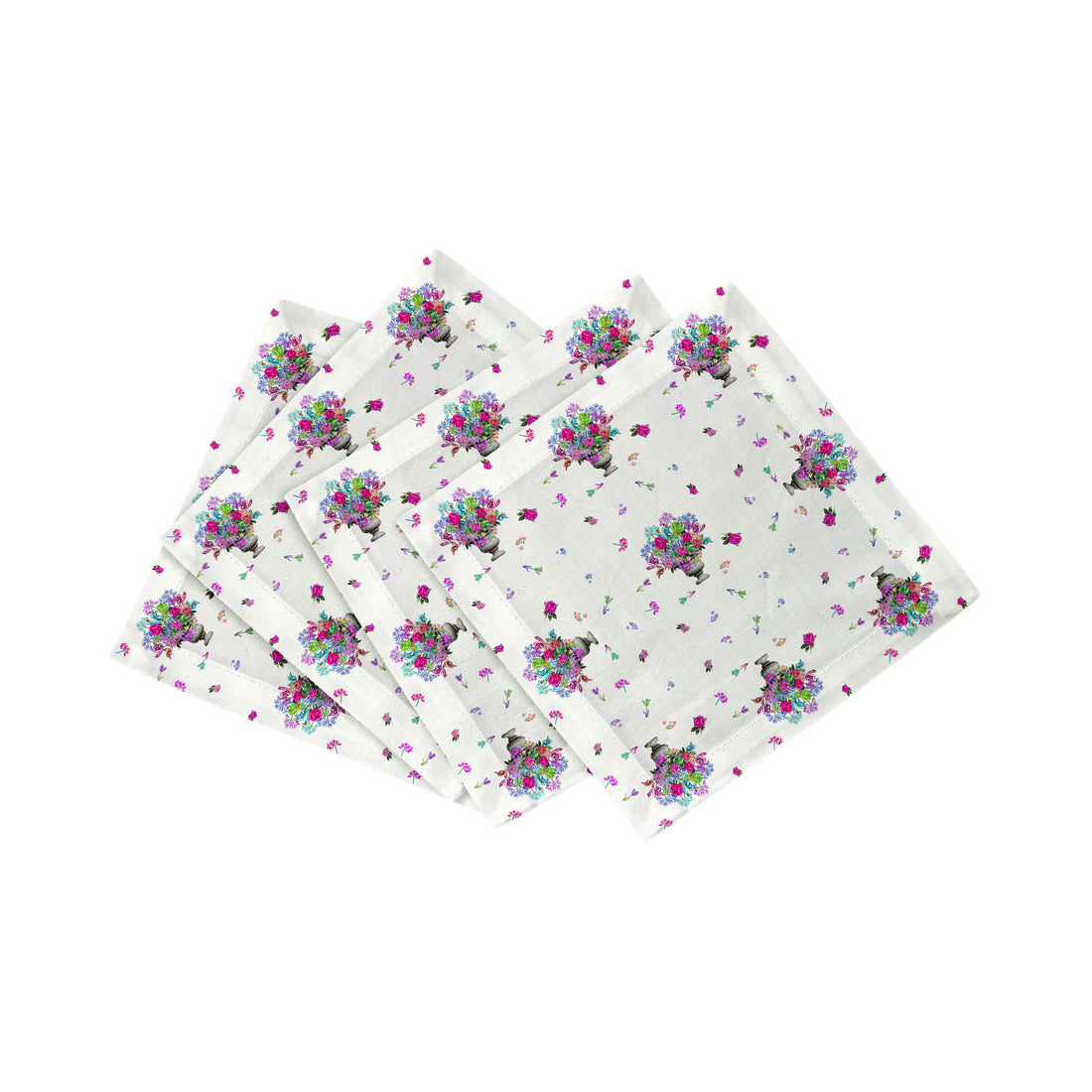Pistils Small Bouquet Cotton Sateen Cocktail Napkins - nicolettemayer.com