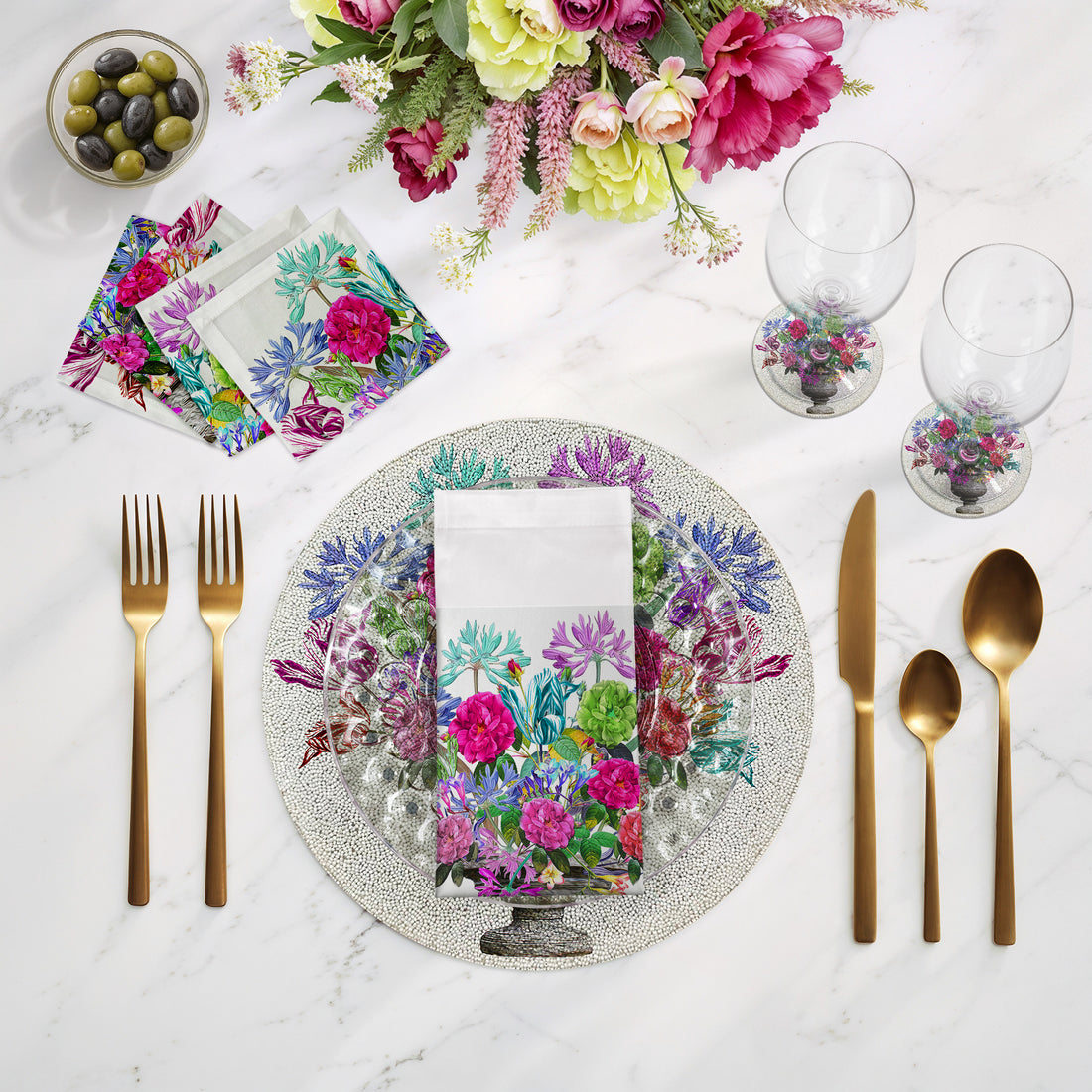 Pistils Large Bouquet Round Beaded Placemat Smooth