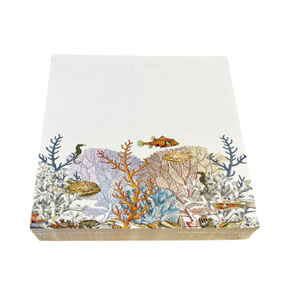 Fan Coral Reef Gold Blue Note Cards With Acrylic Holder