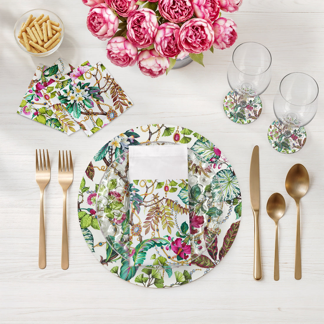 Plumeria Natural Vegan Leather Round Pebble Placemat