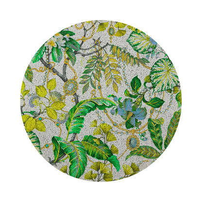 Plumeria Lemon Round Smooth Beaded Placemats