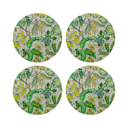 Plumeria Lemon Round Smooth Beaded Placemats