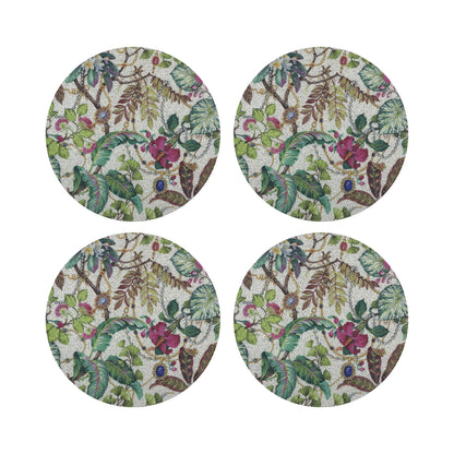 Plumeria Natural Round Beaded Placemat Smooth