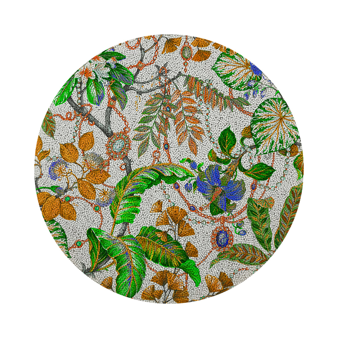 Plumeria Tangerine Round Smooth Beaded Placemats