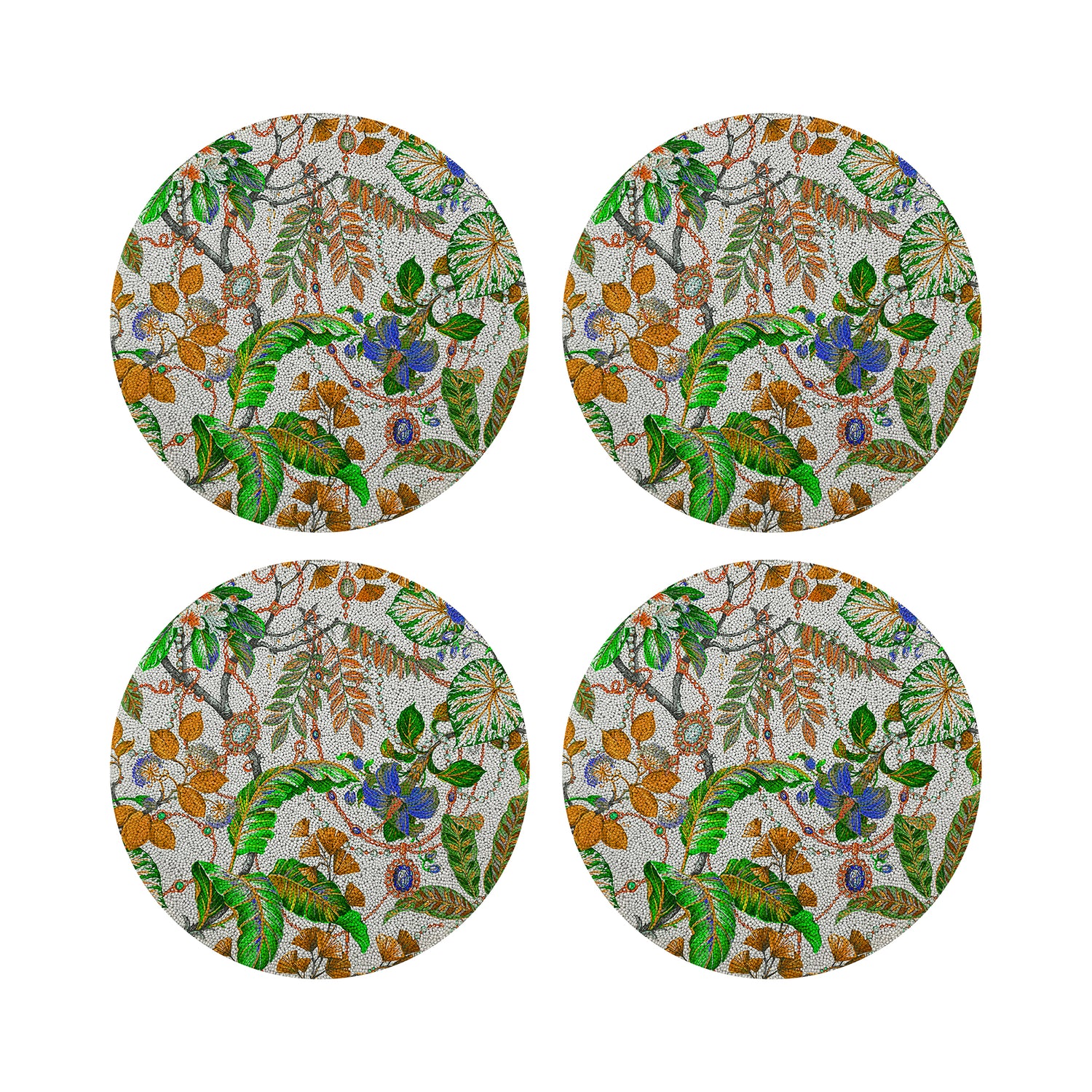 Plumeria Tangerine Round Smooth Beaded Placemats