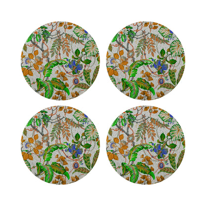 Plumeria Tangerine Round Smooth Beaded Placemats