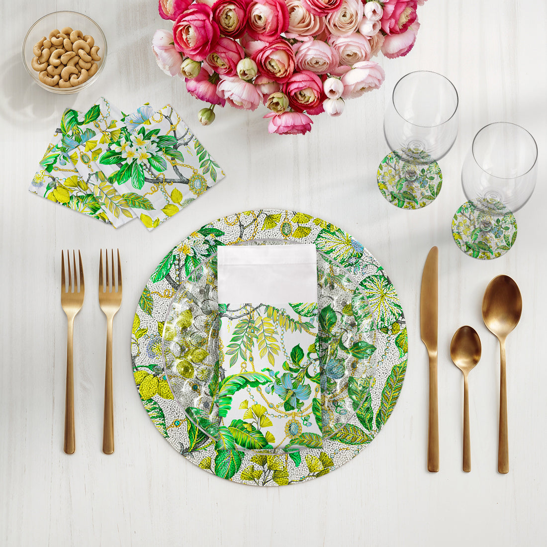Plumeria Lemon Round Smooth Beaded Placemats