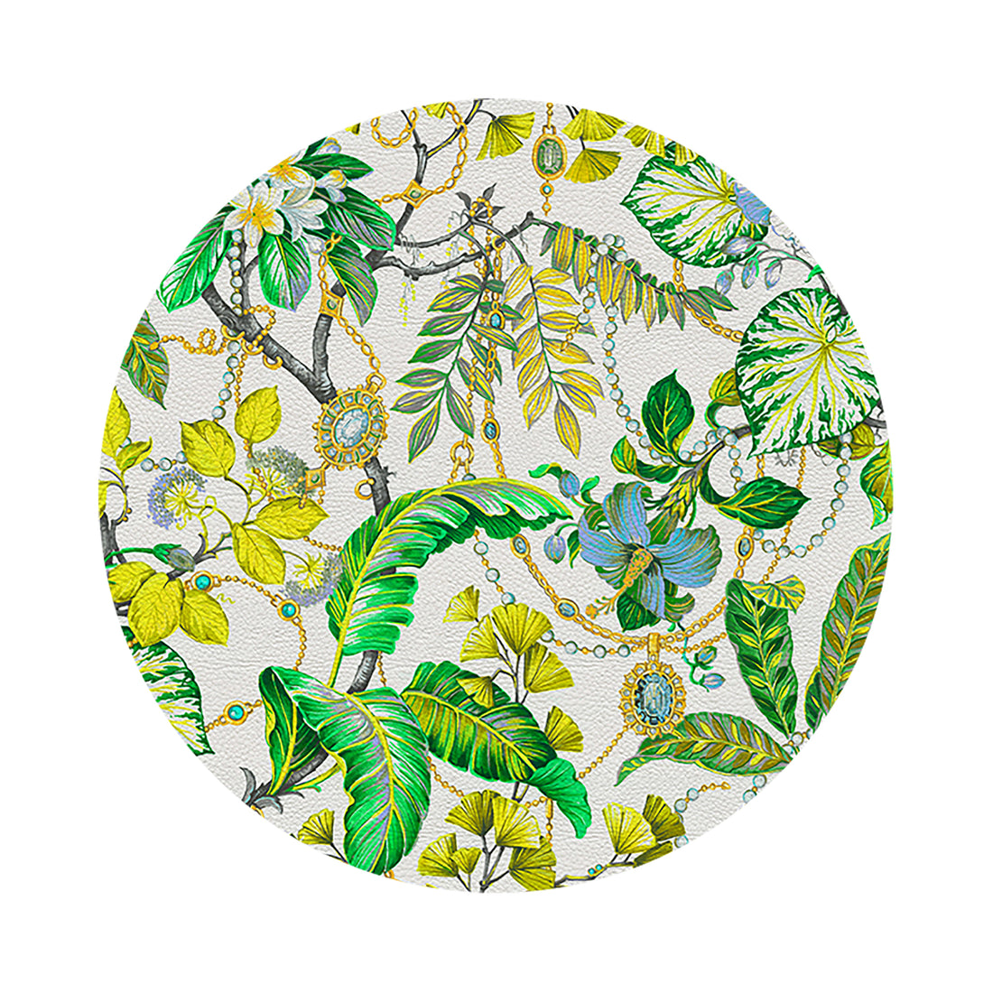 Plumeria Lemon 16&quot; Round Pebble Placemat Set of 4 - nicolettemayer.com