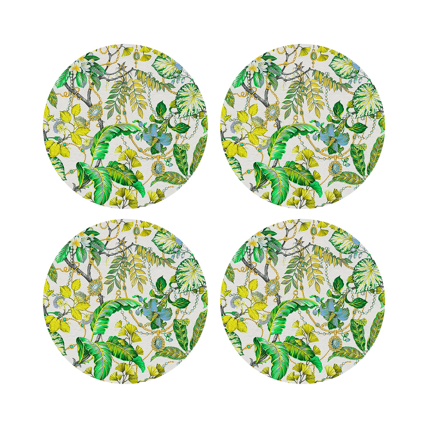 Plumeria Lemon 16&quot; Round Pebble Placemats, Set of 4 - nicolettemayer.com

