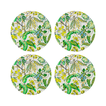 Plumeria Lemon 16&quot; Round Pebble Placemats, Set of 4 - nicolettemayer.com
