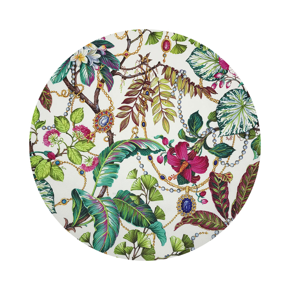 Plumeria Natural 16 Round Pebble Placemat, Set Of 4 - nicolettemayer.com