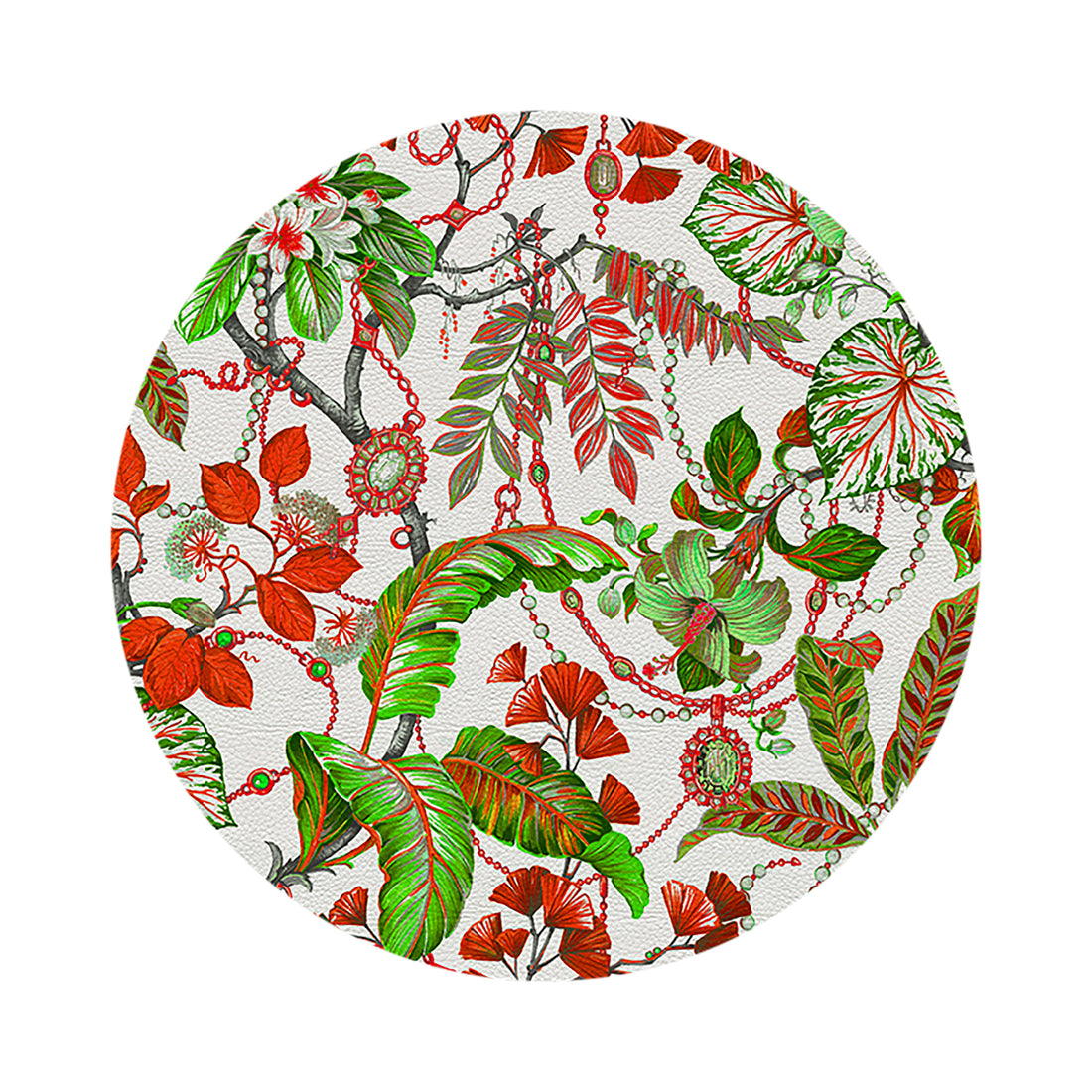 Plumeria Red 16&quot; Round Pebble Placemat Set of 4 - nicolettemayer.com