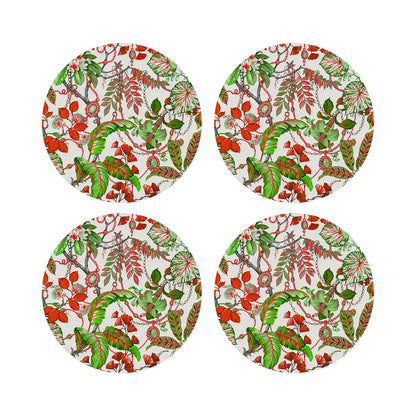 Plumeria Red 16&quot; Round Pebble Placemats, Set of 4 - nicolettemayer.com
