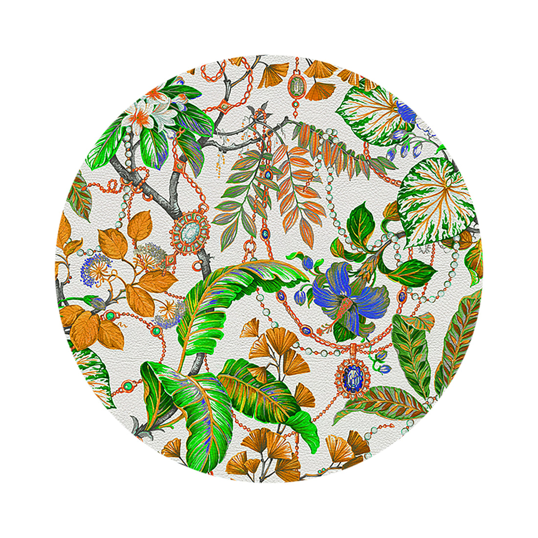 Plumeria Tangerine 16&quot; Round Pebble Placemat - nicolettemayer.com