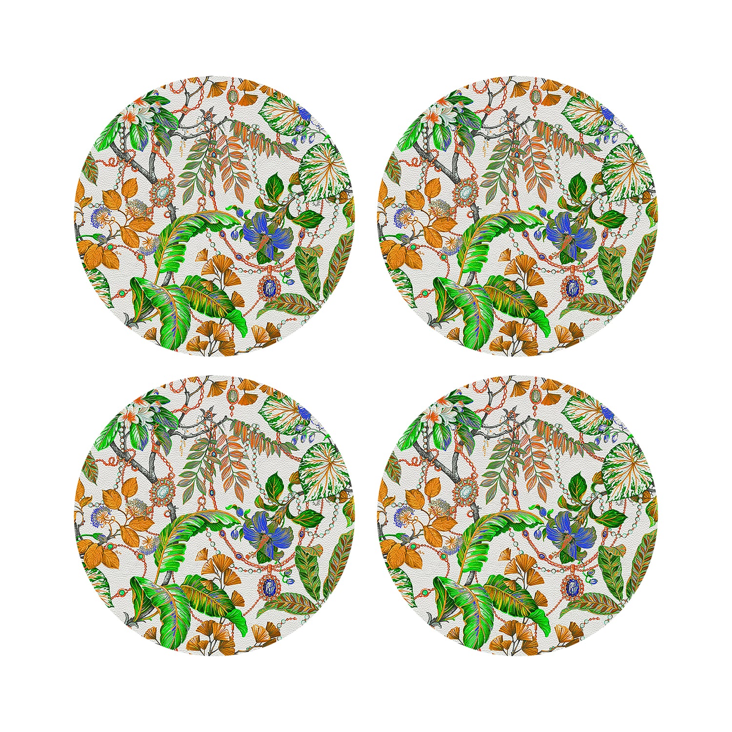 Plumeria Tangerine 16&quot; Round Pebble Placemats, Set of 4 - nicolettemayer.com
