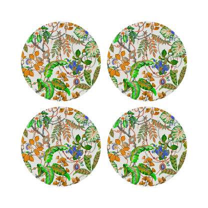 Plumeria Tangerine 16&quot; Round Pebble Placemats, Set of 4 - nicolettemayer.com

