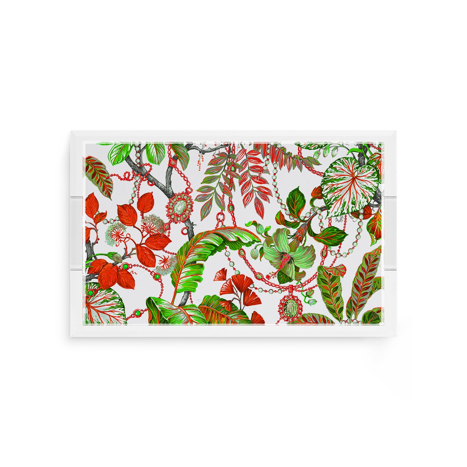 Plumeria Red 12.5X7.75 Acrylic Tray - nicolettemayer.com
