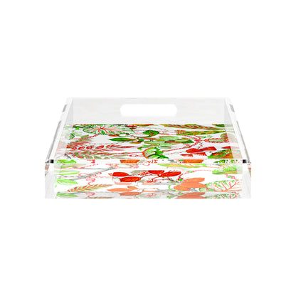 Plumeria Red 17X10.5 Acrylic Tray - nicolettemayer.com
