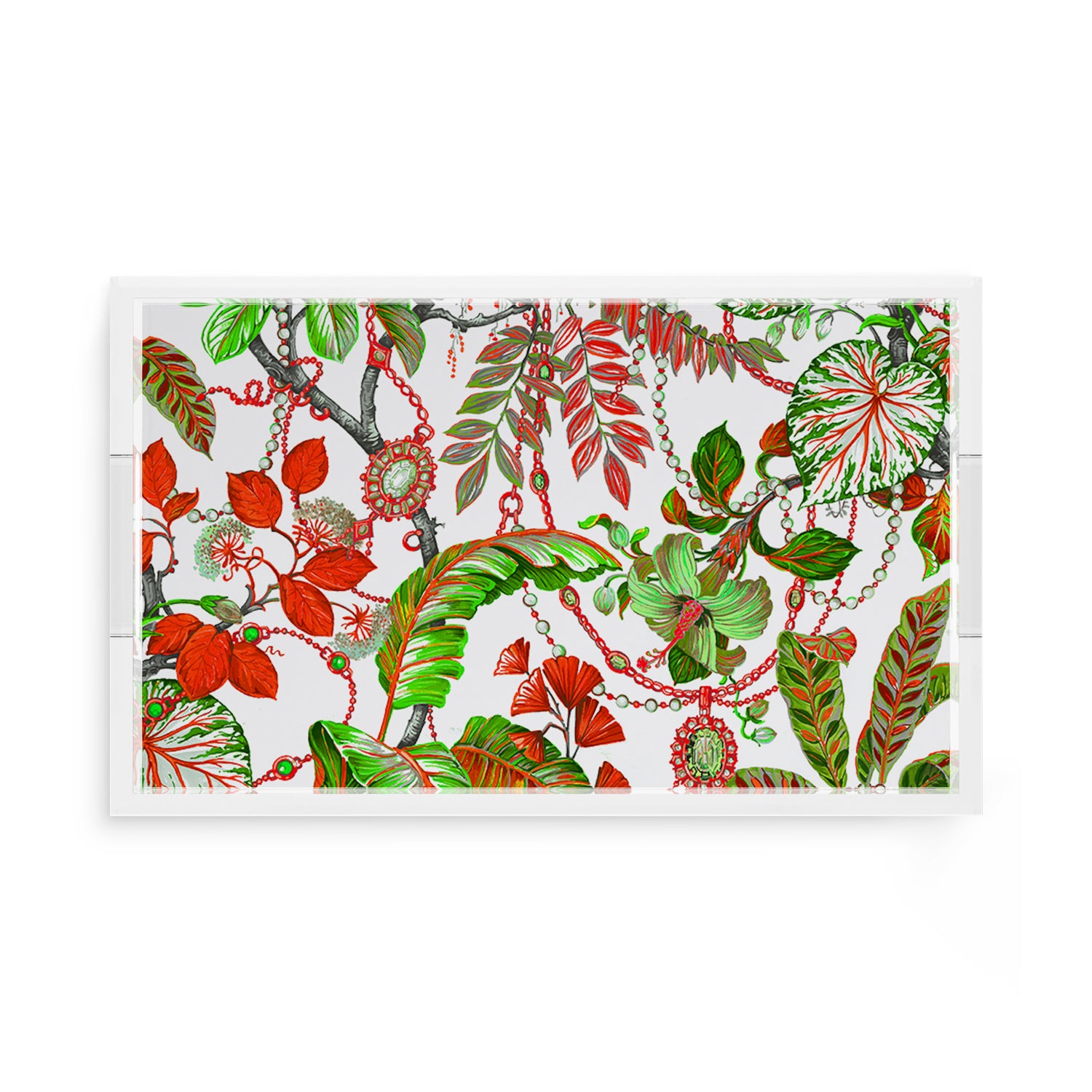 Plumeria Red 17X10.5 Acrylic Tray - nicolettemayer.com
