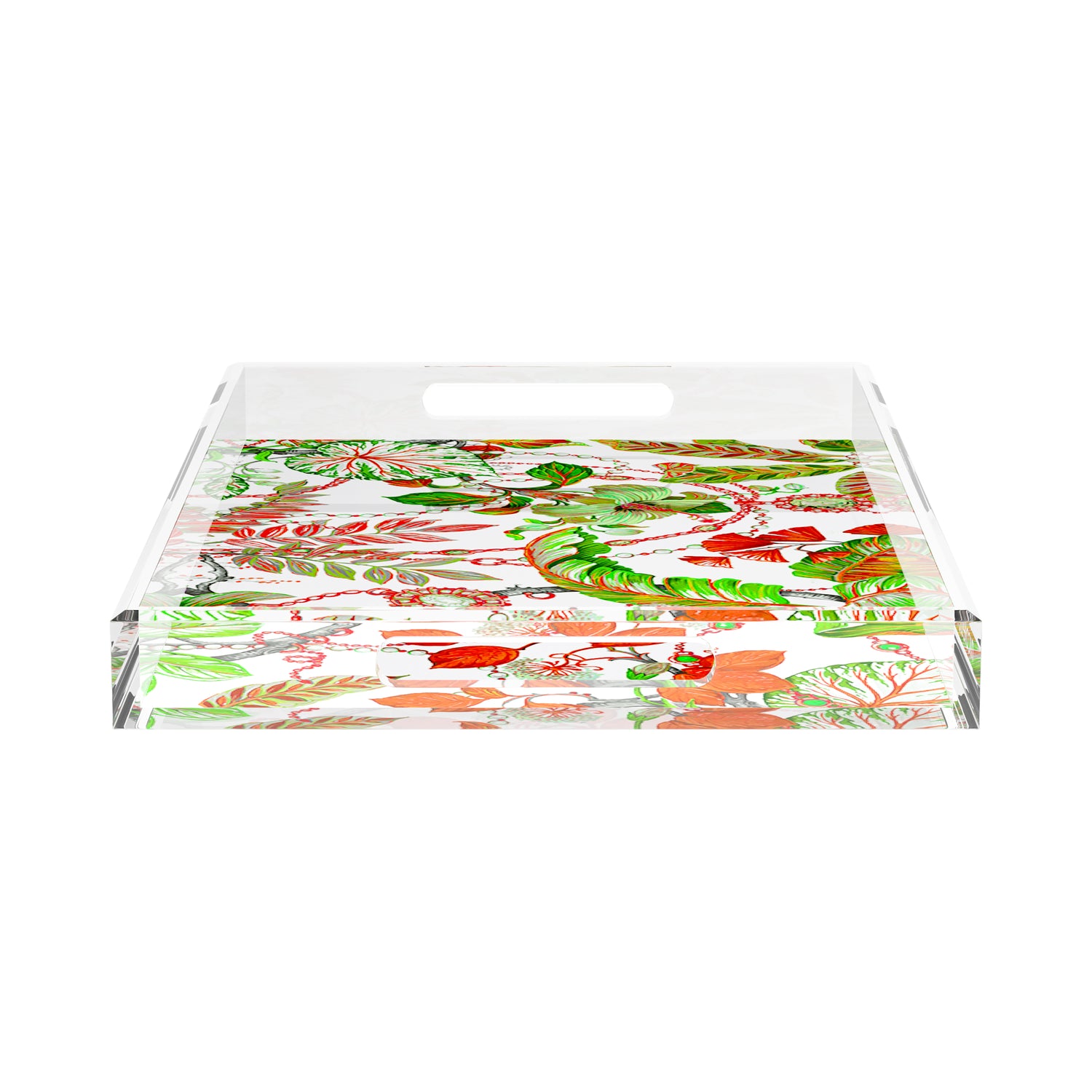 Plumeria Red 22.5X14.5 Acrylic Tray - nicolettemayer.com
