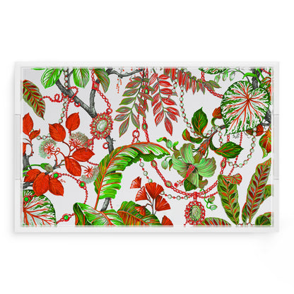 Plumeria Red 22.5X14.5 Acrylic Tray - nicolettemayer.com
