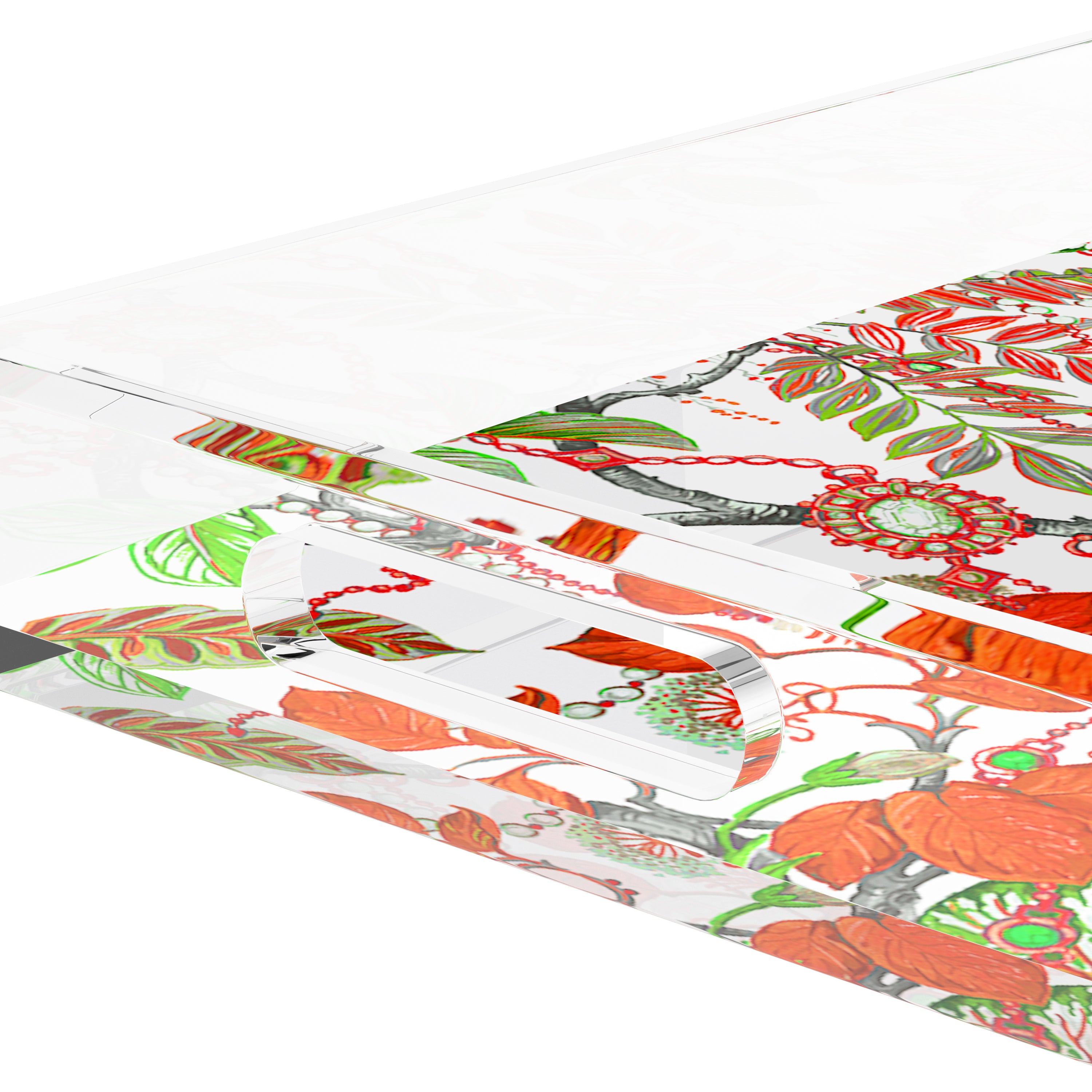 Plumeria Red 22.5X14.5 Acrylic Tray - nicolettemayer.com
