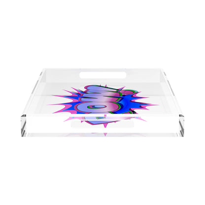 Pow Blue Pink 22.5X14.5 Acrylic Tray - nicolettemayer.com
