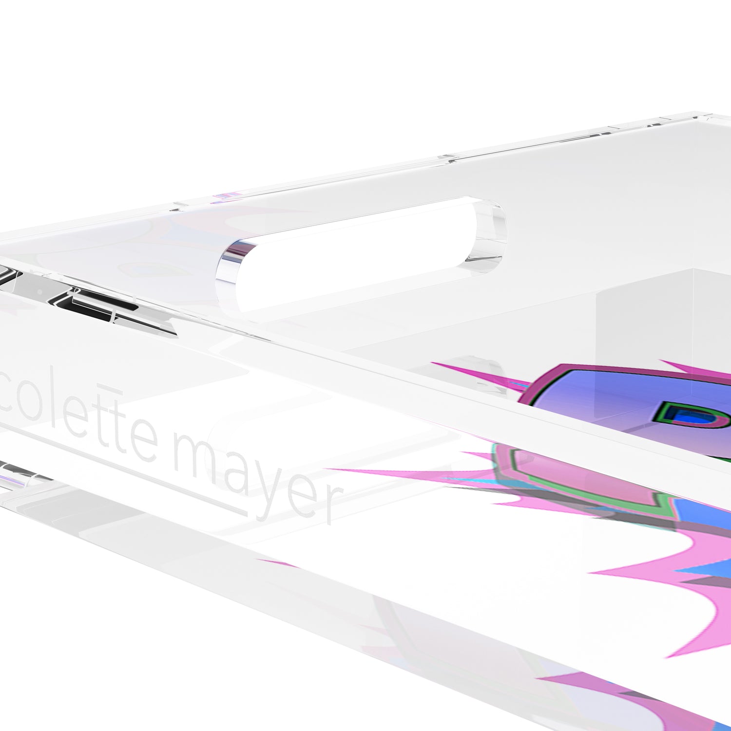 Pow Blue Pink 22.5X14.5 Acrylic Tray - nicolettemayer.com
