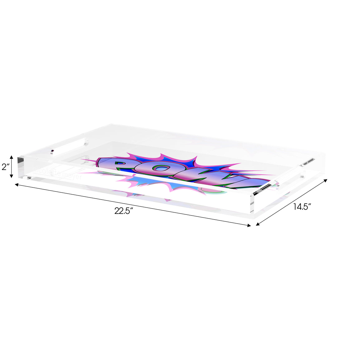 Pow Blue Pink 22.5X14.5 Acrylic Tray - nicolettemayer.com
