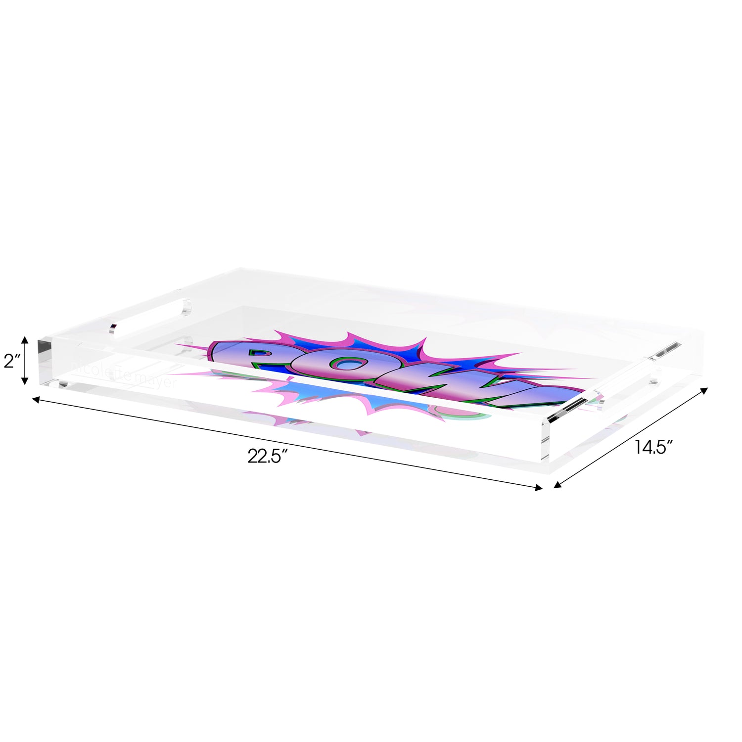 Pow Blue Pink 22.5X14.5 Acrylic Tray - nicolettemayer.com
