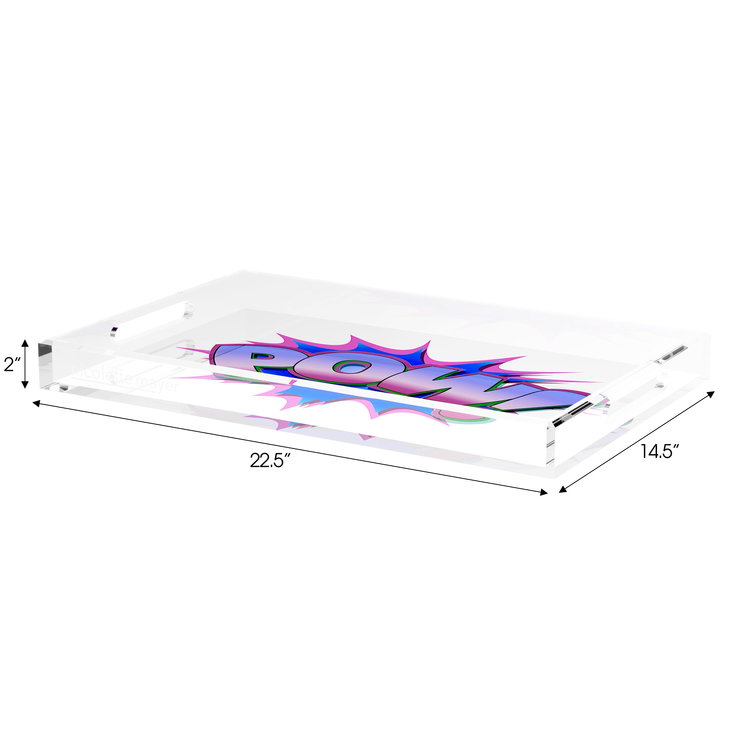 Pow Blue Pink 22.5X14.5 Acrylic Tray - nicolettemayer.com
