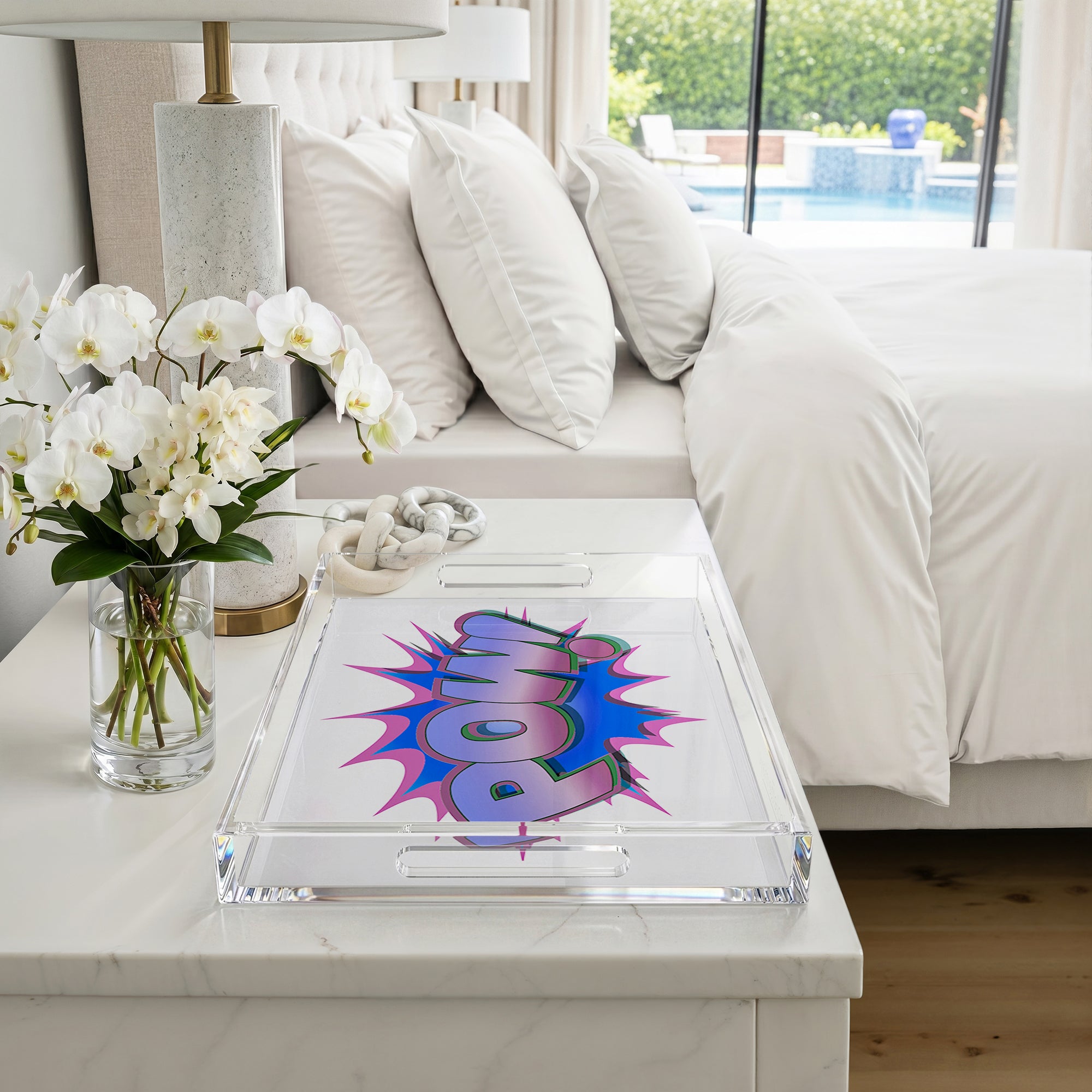 Pow Blue Pink 22.5X14.5 Acrylic Tray - nicolettemayer.com
