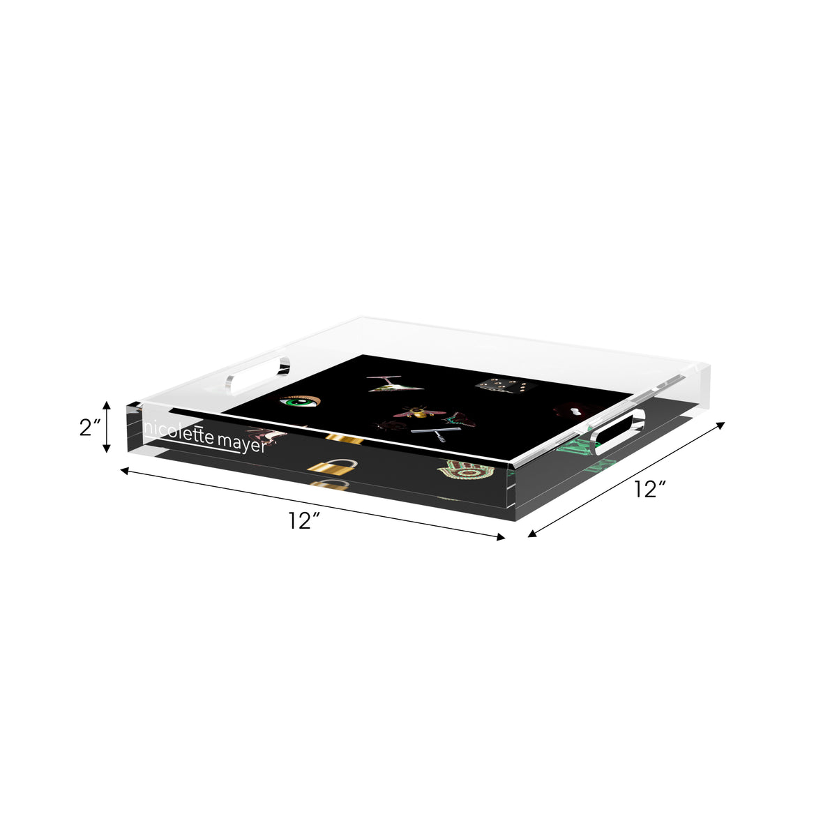 Precise Edge Black Acrylic Decorative Tray, 12 x 12 in. by Nicolette Mayer 
