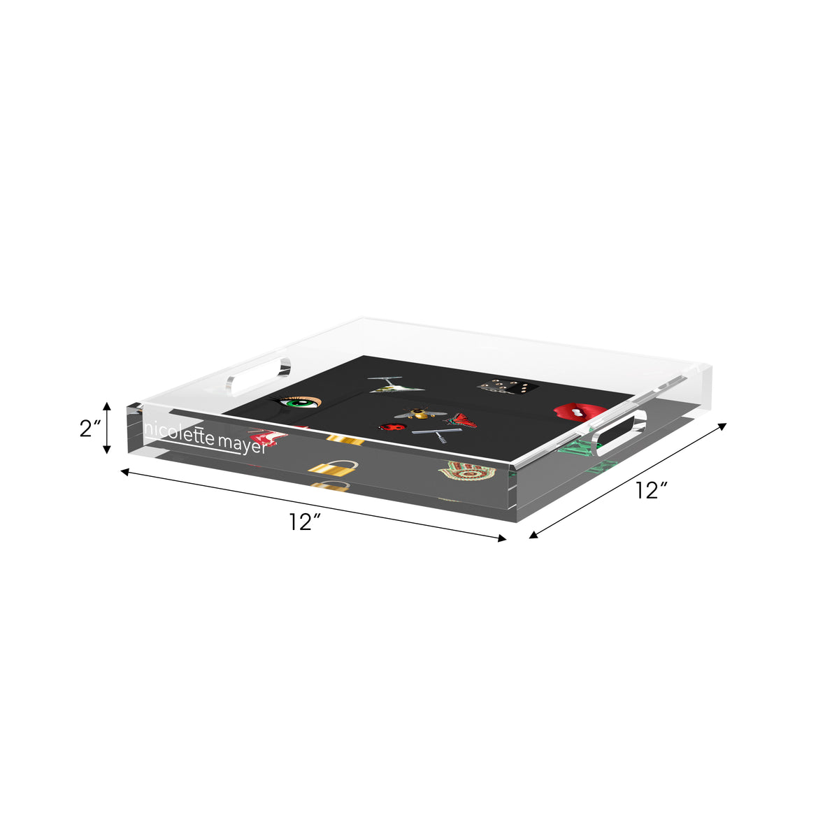 Precise Edge Charcoal Acrylic Decorative Tray, 12 x 12 in. by Nicolette Mayer 