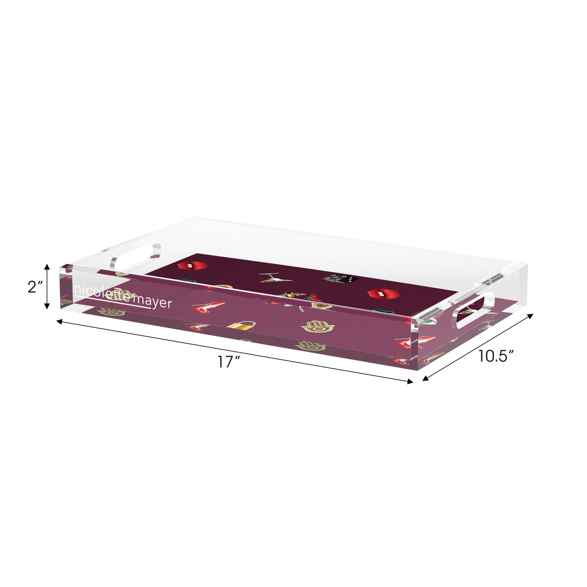Precise Edge Eggplant Acrylic Decorative Tray, 17 x 10.5 in. by Nicolette Mayer 