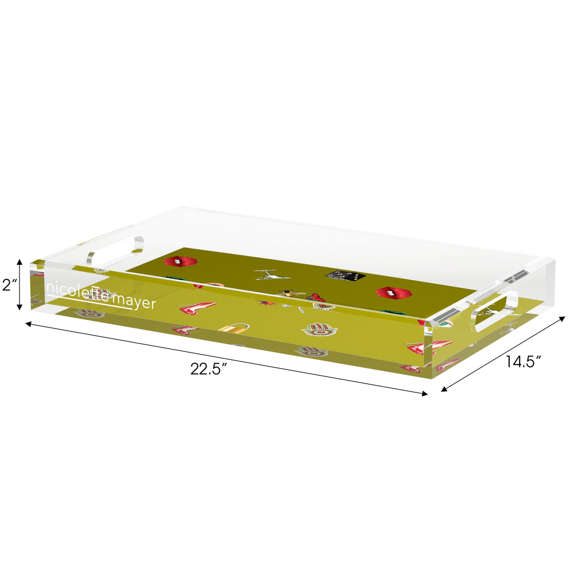 Precise Edge Chatreuse Acrylic Decorative Tray, 22.5 x 14. in. by Nicolette Mayer 