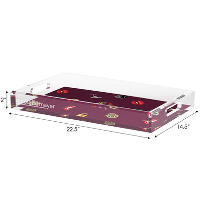Precise Edge Eggplant Acrylic Decorative Tray, 22.5 x 14. in. by Nicolette Mayer 