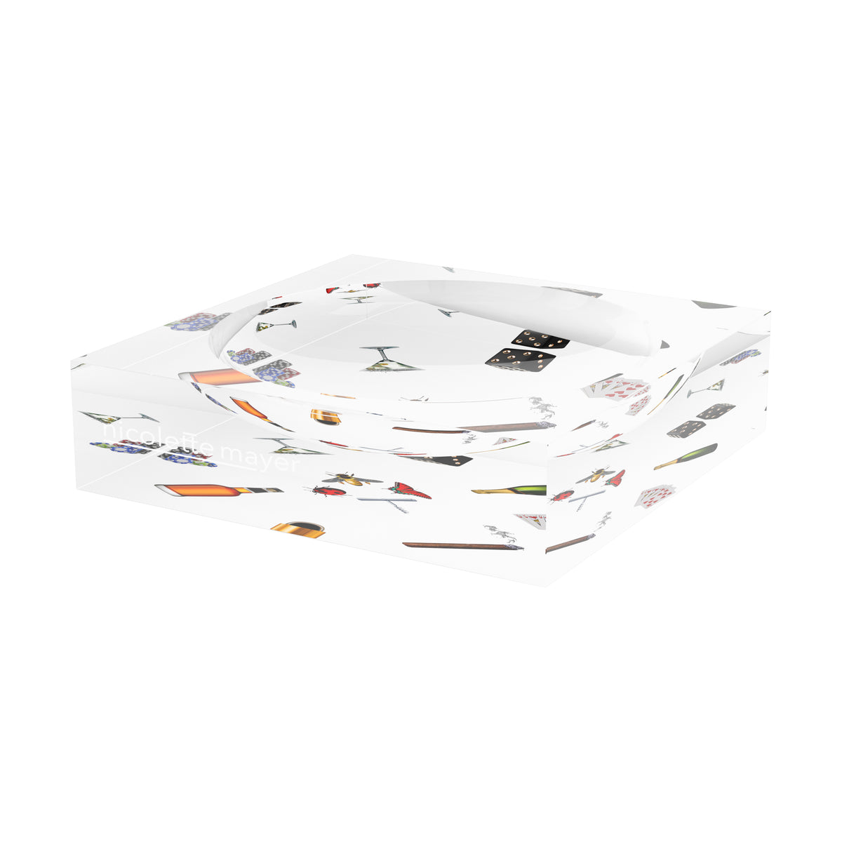 Precise Edge Poker White Acrylic Candy Catchall Dish