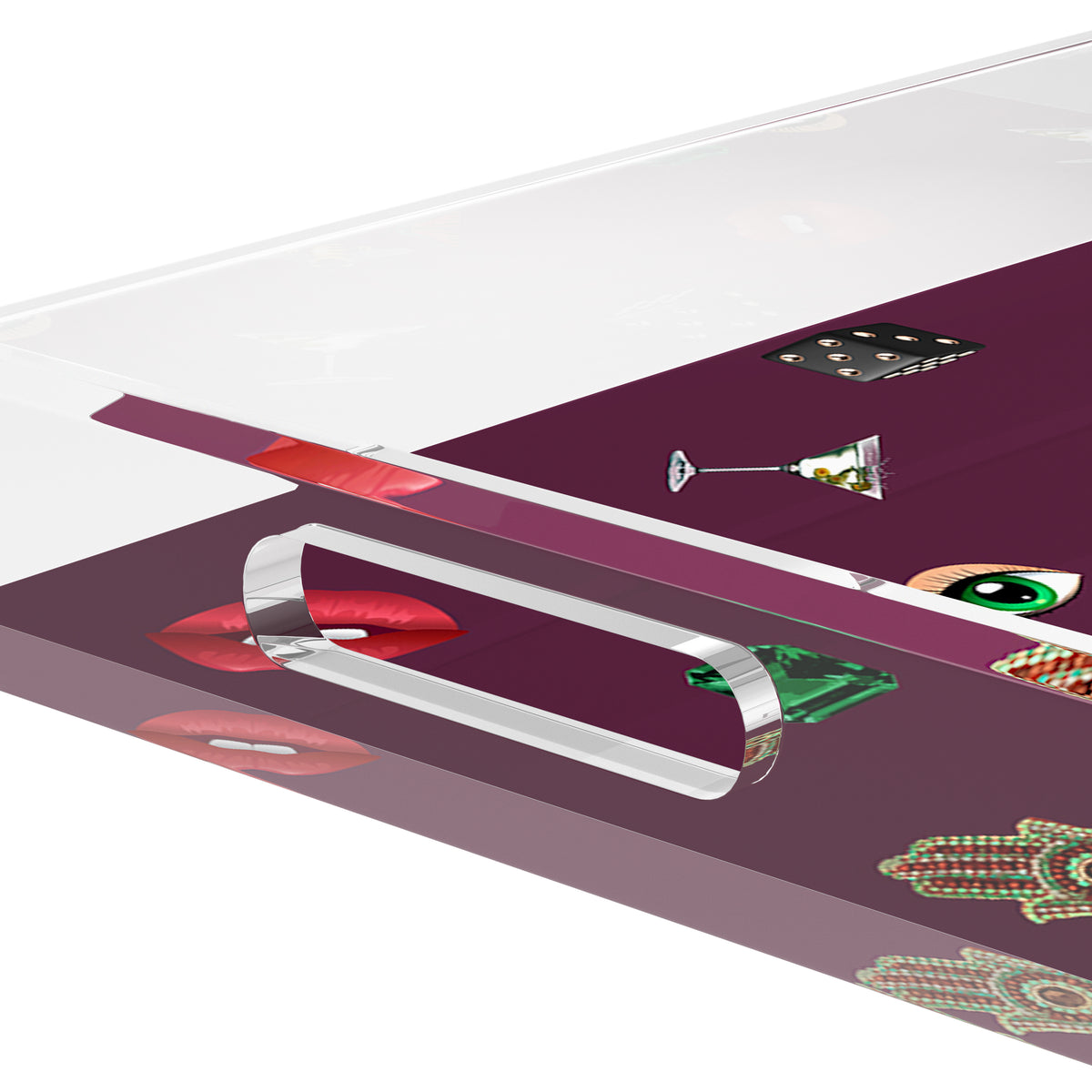 Precise Edge Eggplant Acrylic Decorative Tray, 12.5 x 7.75 in. by Nicolette Mayer 