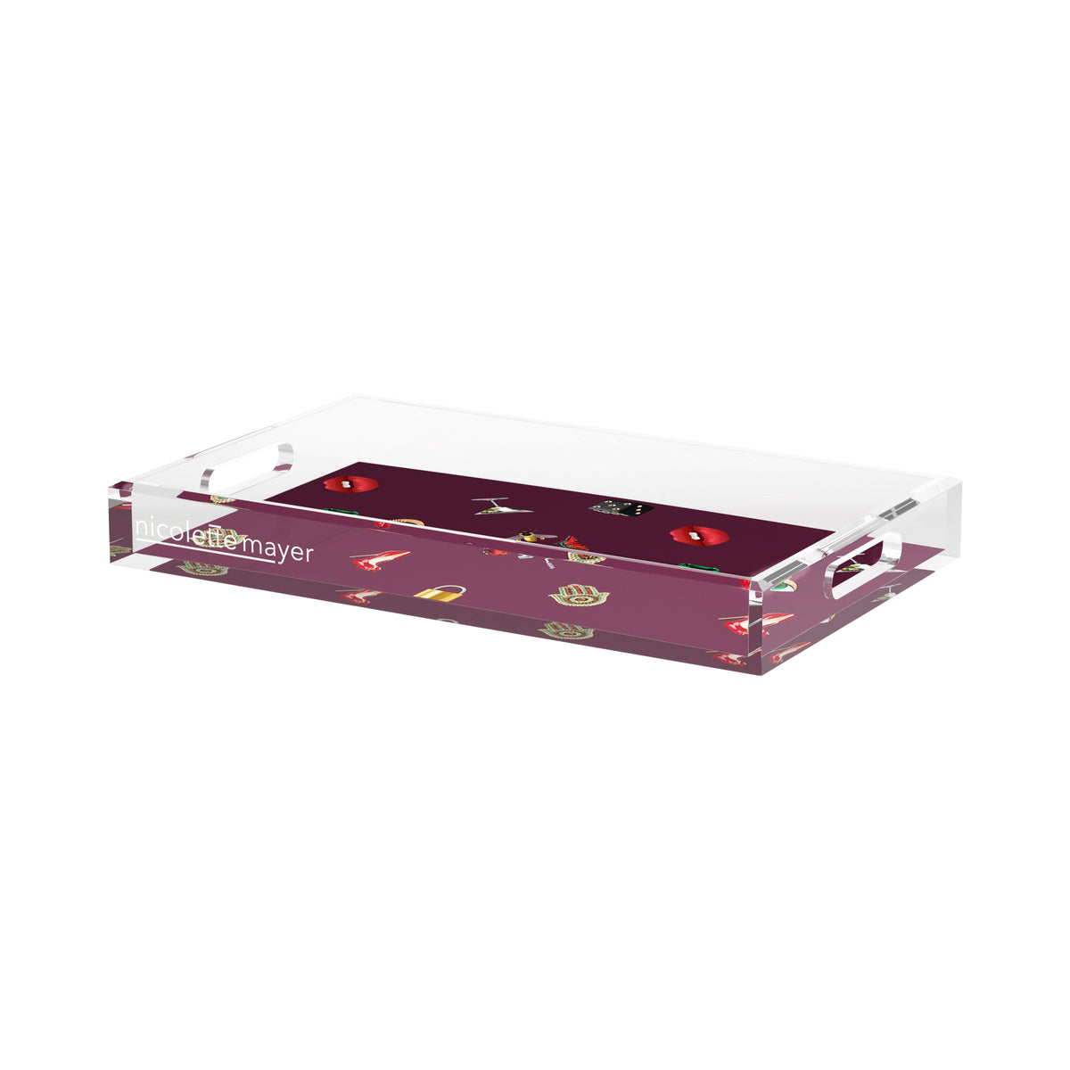 Precise Edge Eggplant Acrylic Decorative Tray, 17 x 10.5 in. by Nicolette Mayer 