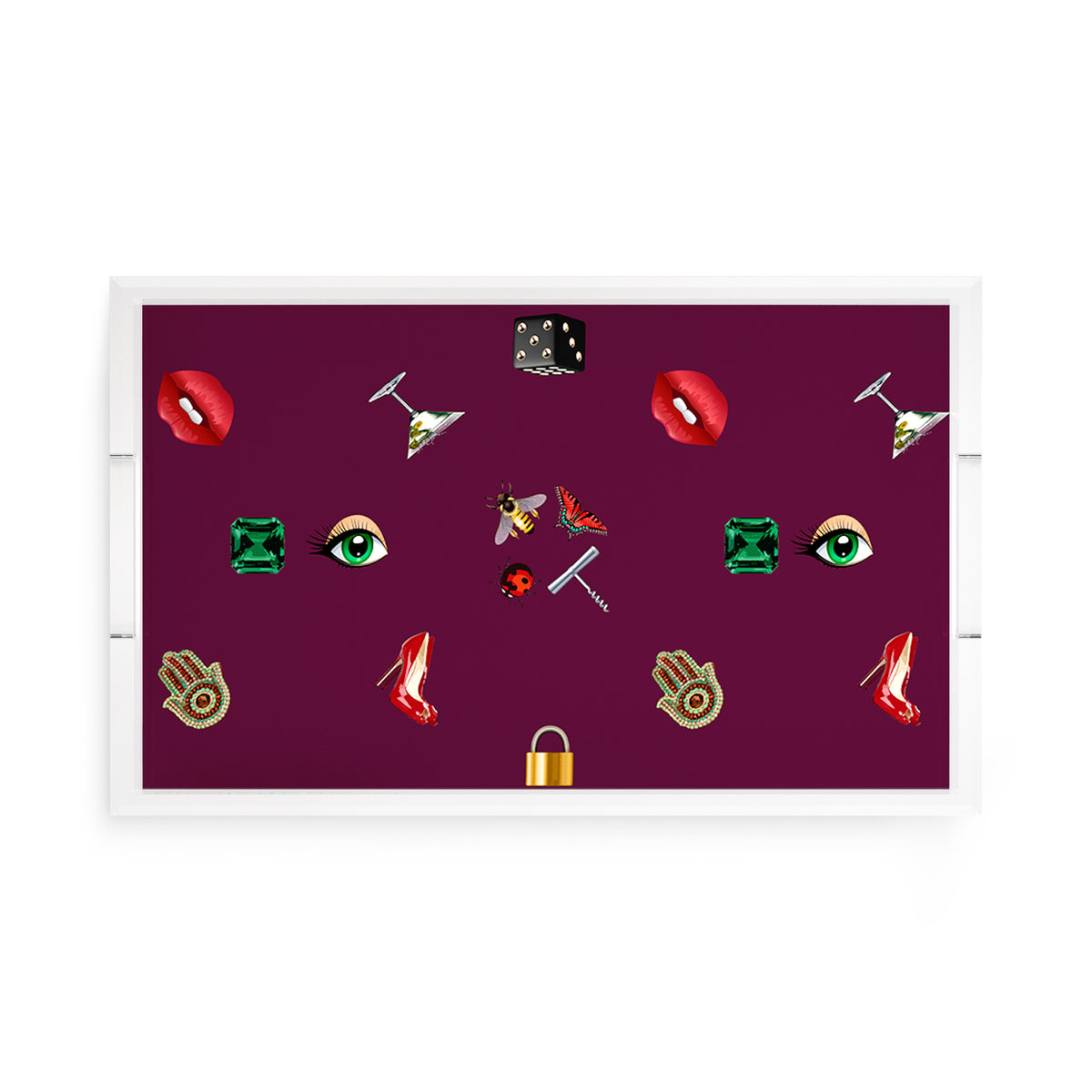 Precise Edge Eggplant Acrylic Decorative Tray, 17 x 10.5 in. by Nicolette Mayer 