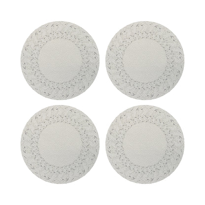 Raffia Nantucket Amagansett White Vegan Leather Round Pebble Placemat