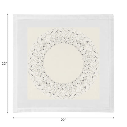 Raffia Amagansett White Cotton Sateen Dinner Napkins - nicolettemayer.com