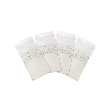 Raffia Amagansett White Cotton Sateen Dinner Napkins - nicolettemayer.com