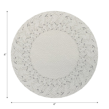 Raffia Amagansett White Vegan Leather Round Coasters