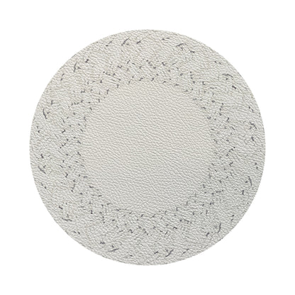 Raffia Amagansett White Vegan Leather Round Coasters