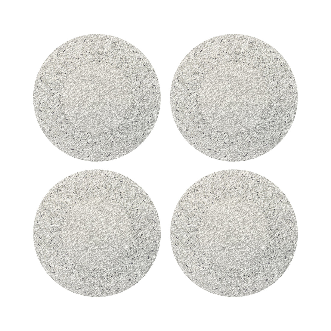 Raffia Amagansett White Vegan Leather Round Coasters
