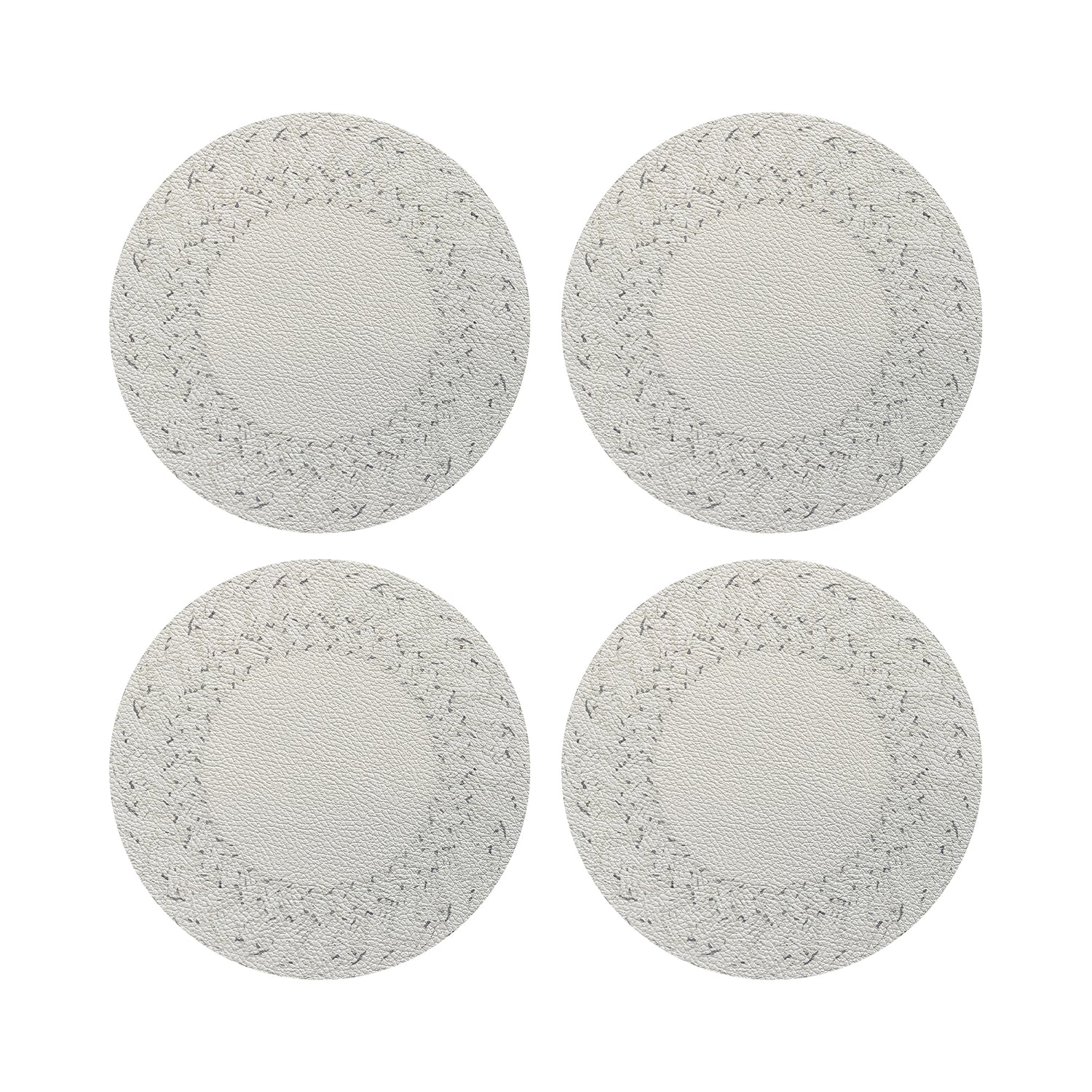 Raffia Amagansett White Vegan Leather Round Coasters