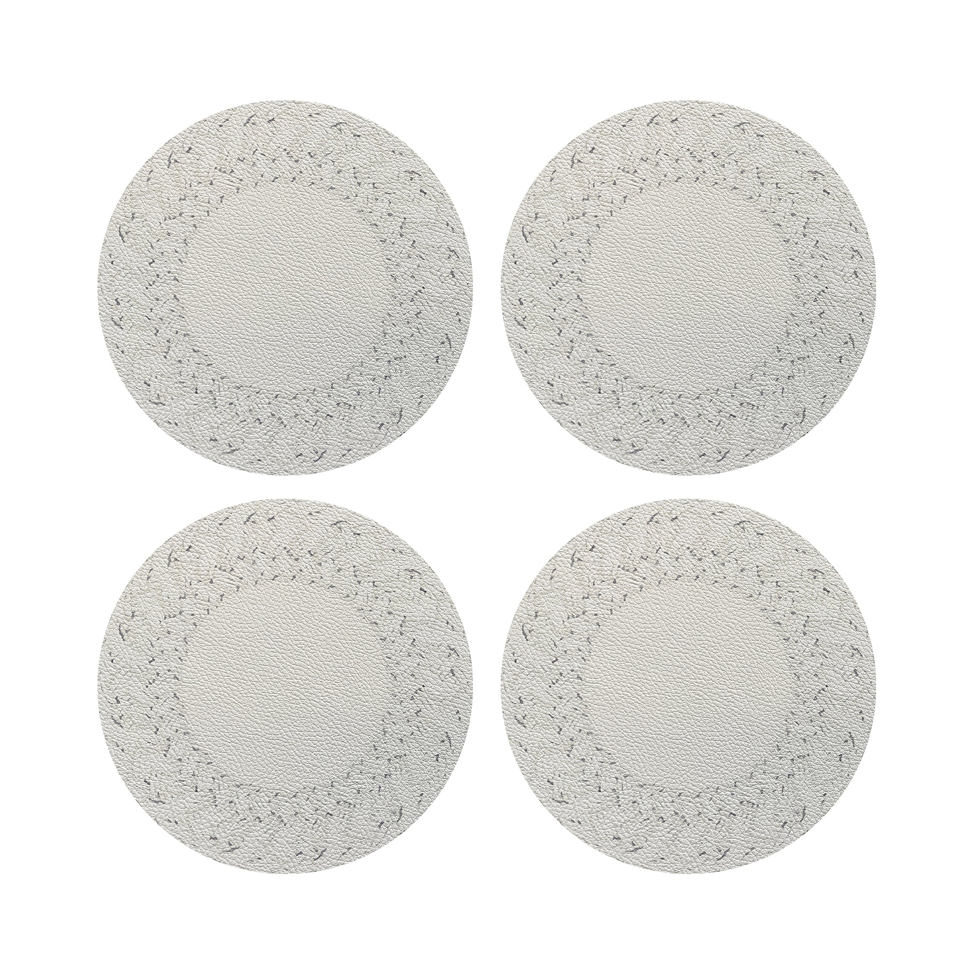 Raffia Amagansett White Vegan Leather Round Coasters