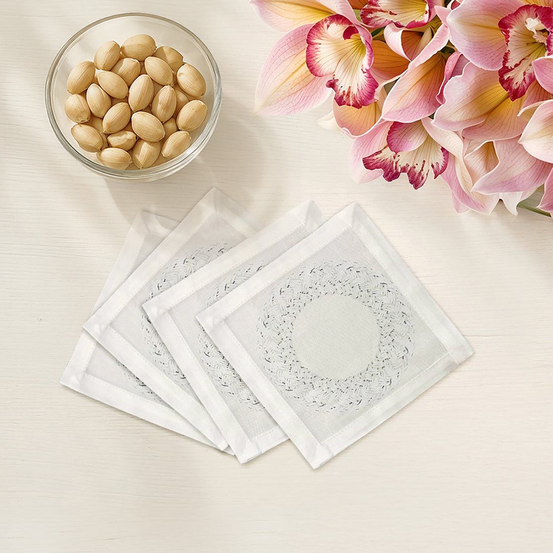 Raffia Cotton Sateen Cocktail Napkins